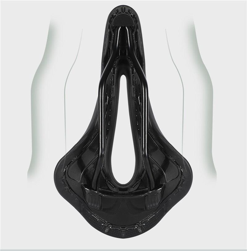 Leather bike saddle Stevvex, black ergonomic hollow cushion road/mountain bike seat on Tampa Home & Garden Store