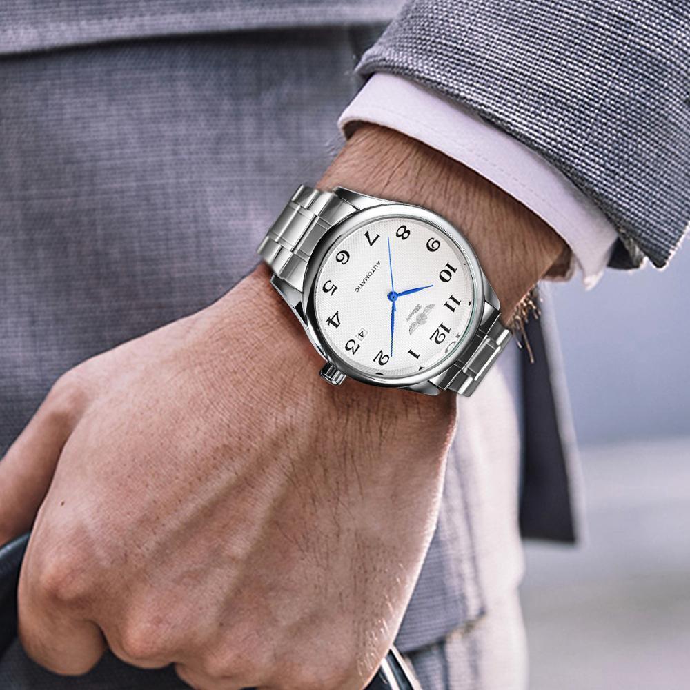 Stevvex ST456LMOSE5 men's stainless steel watch with white dial and blue hands on Tampa Home & Garden Store