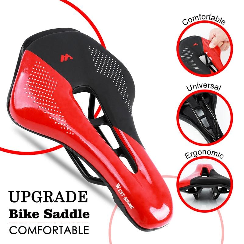 Bike Saddle Stevvex, PU leather gel-filled, red/black, anti-slip waterproof on Tampa Home & Garden Store