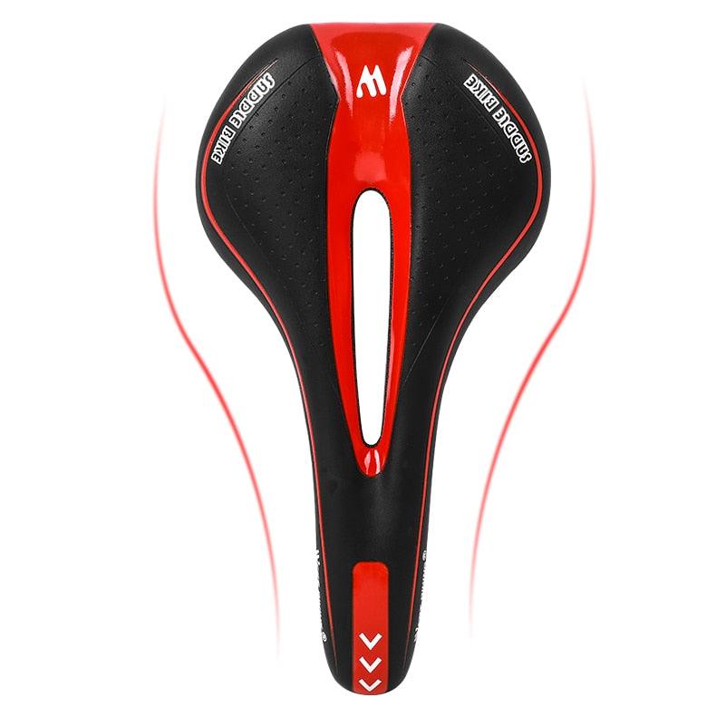 Stevvex bike saddle Mountain Road, PU leather gel-filled, anti-slip, waterproof, black/red on Tampa Home & Garden Store
