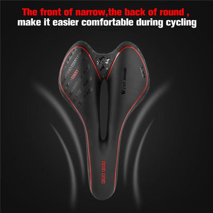 Bike saddle Stevvex, PU leather gel-filled, black with red trim, anti-slip, waterproof on Tampa Home & Garden Store