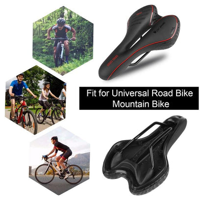 Stevvex bike saddle universal fit road/mountain bikes black PU leather gel-filled cushion on Tampa Home & Garden Store