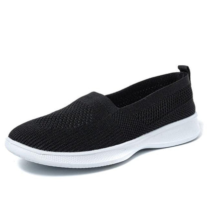 Stevvex women's knit slip-on sneakers black breathable mesh lightweight casual walking shoe on Tampa Home & Garden Store