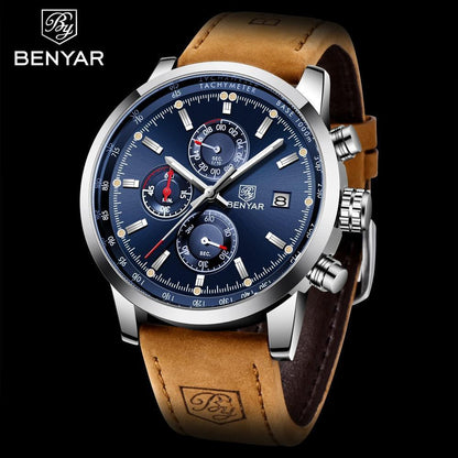 Stylish men's wrist watch ST528VBNO12 with blue dial, leather strap, stainless case on Tampa Home & Garden Store