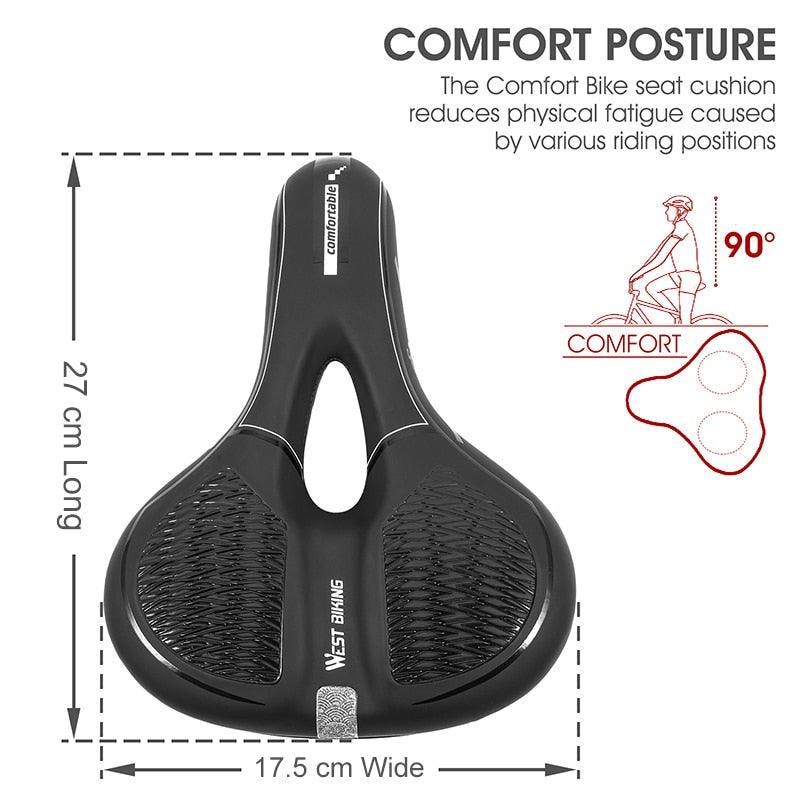 West Biking mountain road bike saddle with PU leather gel padding, anti-slip waterproof on Tampa Home & Garden Store