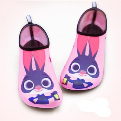Stevvex pink bunny water shoes for beach, quick-drying aqua socks, 2 shoes displayed on Tampa Home & Garden Store