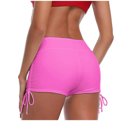 Stevvex high waist bikini bottoms in hot pink with side tie details and full coverage on Tampa Home & Garden Store
