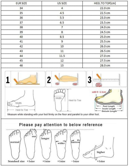 Stevvex sneakers size chart and foot-measurement diagrams for white casual lace-up sneakers on Tampa Home & Garden Store