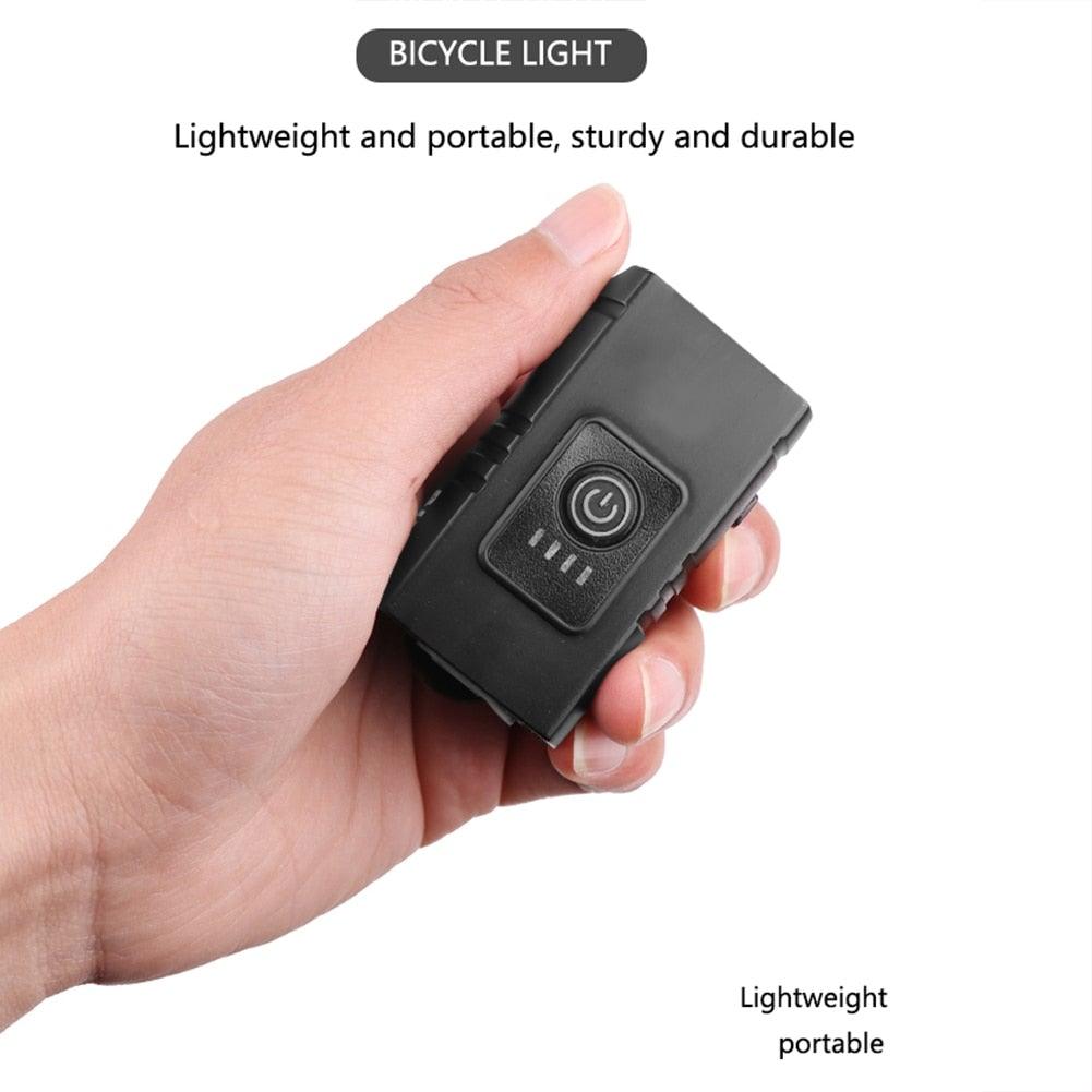 Stevvex bicycle front light USB rechargeable LED headlight compact black on Tampa Home & Garden Store