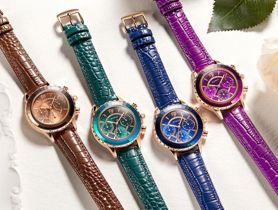 Stevvex four women's luxury quartz watches with leather straps brown green blue purple on Tampa Home & Garden Store