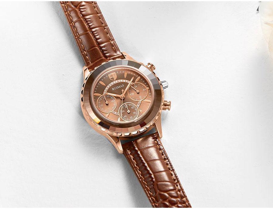 Stevvex ST775GLNKEN2 women's watch brown leather strap rose gold case chronograph on Tampa Home & Garden Store