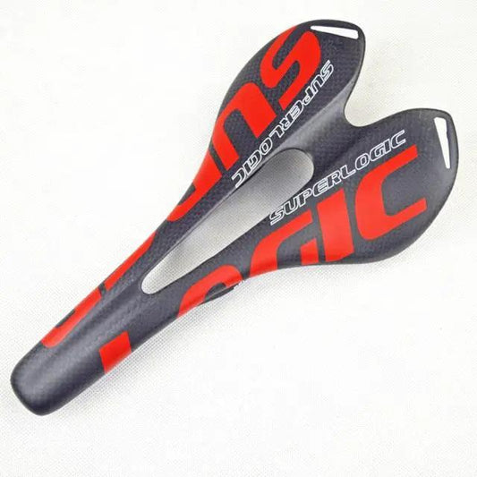 Stevvex full carbon fiber bicycle saddle with PU leather cover, black with red graphics on Tampa Home & Garden Store