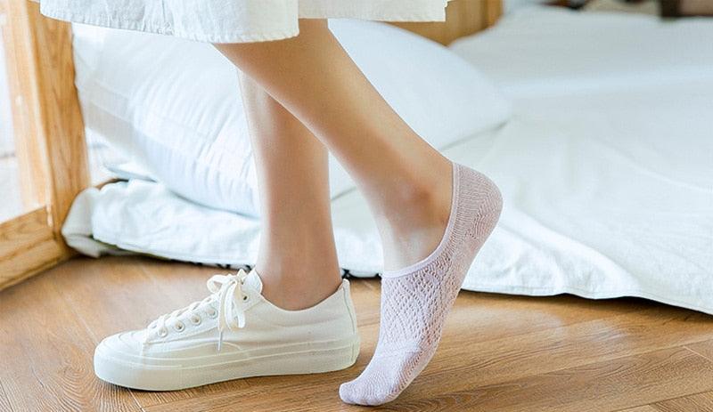 Stevvex lavender mesh ankle socks, 5-pair pack, no-show footie socks for women on Tampa Home & Garden Store