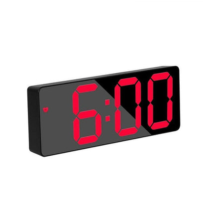 Acrylic mirror LED alarm clock by Stevvex with red digits desk and shelf clock on Tampa Home & Garden Store