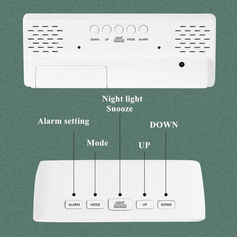 Stevvex acrylic/mirror LED alarm clock with dual alarms, snooze, night mode, 6-level brightness on Tampa Home & Garden Store