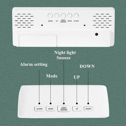 Stevvex acrylic/mirror LED alarm clock with dual alarms, snooze, night mode, 6-level brightness on Tampa Home & Garden Store