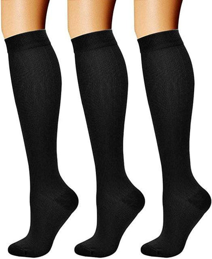 Stevvex compression athletic socks black knee-high, breathable graduated fit 3 pairs on Tampa Home & Garden Store