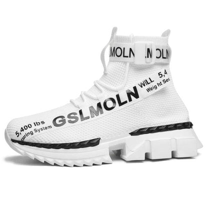 Stevvex white high-top sock sneakers with ankle strap and non-slip sole on Tampa Home & Garden Store