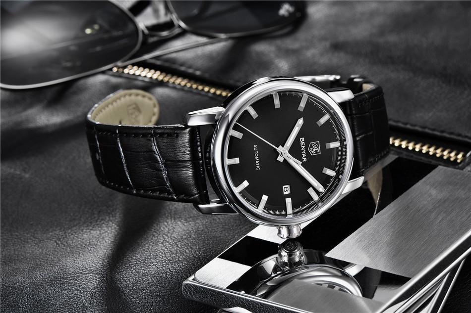 Stevvex ST822LUGNI44 men's analog watch with black dial and black leather strap on Tampa Home & Garden Store