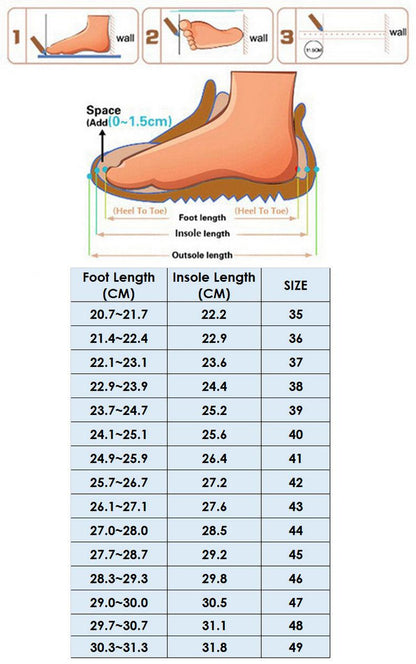 Stevvex men's water sports sneakers orange quick-dry shoe with size chart on Tampa Home & Garden Store