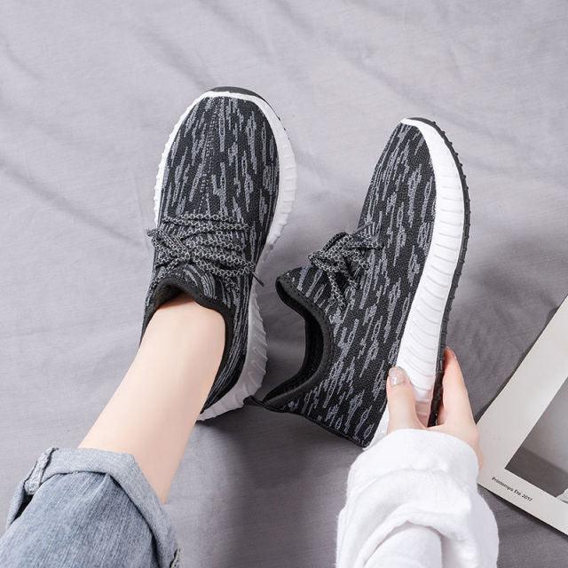 Stevvex Women's Running Sneakers, black woven mesh, breathable casual shoes, 1 pair on Tampa Home & Garden Store