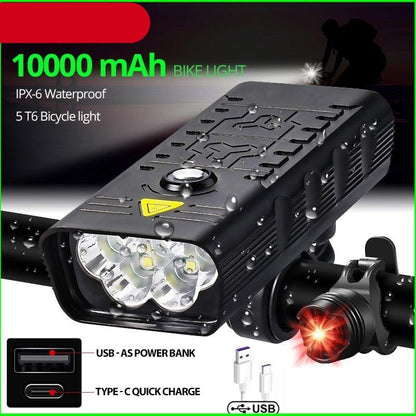Stevvex 10000mAh bike light set with front LED headlight and rear light USB charge 3 modes on Tampa Home & Garden Store
