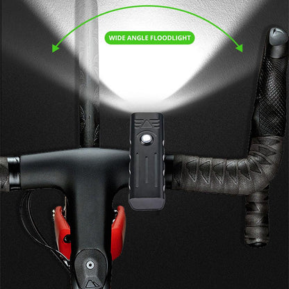 Stevvex 10000mAh USB rechargeable bicycle front rear light set with wide-angle floodlight on bars on Tampa Home & Garden Store