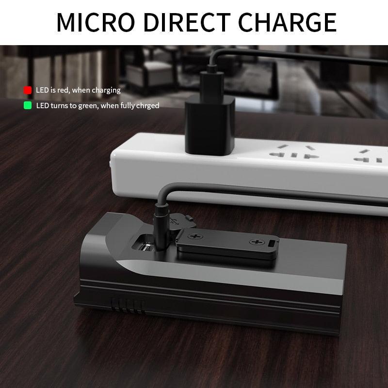 Stevvex 10000mAh bike light battery charging on a USB dock with power strip on Tampa Home & Garden Store