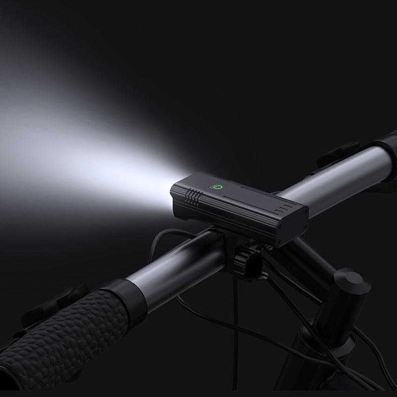 Stevvex bike light front headlamp USB rechargeable 10000mAh, 5000 lumens on handlebar on Tampa Home & Garden Store