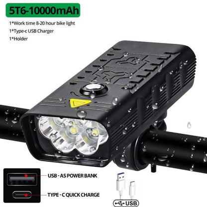 Stevvex 10000mAh USB bike light set front & rear black aluminum 3-mode headlight and rear light on Tampa Home & Garden Store