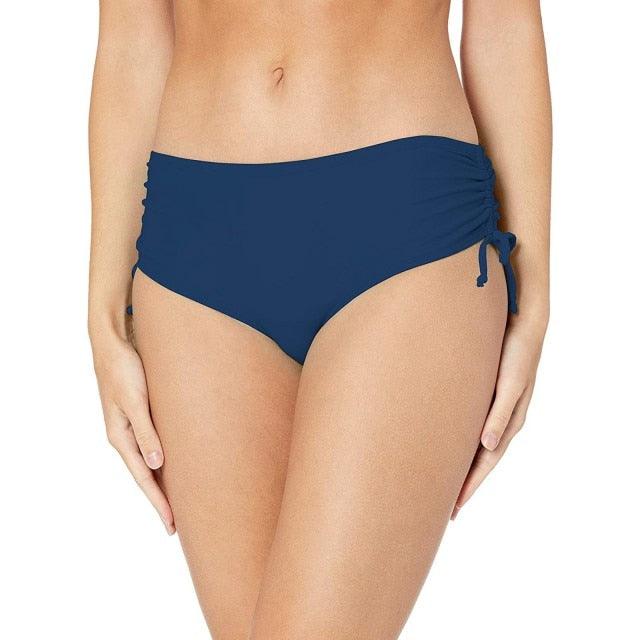 Stevvex high waist bikini bottoms navy with ruched sides on Tampa Home & Garden Store