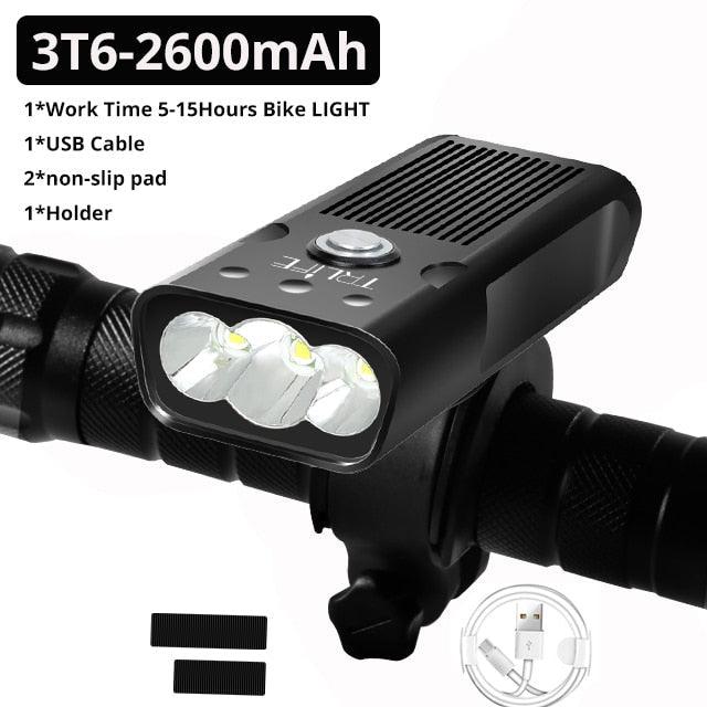 Stevvex 10000mAh bike light set: USB front/rear, 5000 lumens, 3 modes, USB cable included on Tampa Home & Garden Store