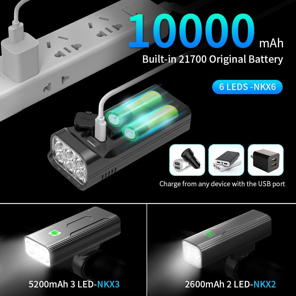 Waterproof LED Bike Light and USB Flashlight by Stevvex, black compact headlamp with 5200mAh battery on Tampa Home & Garden Store