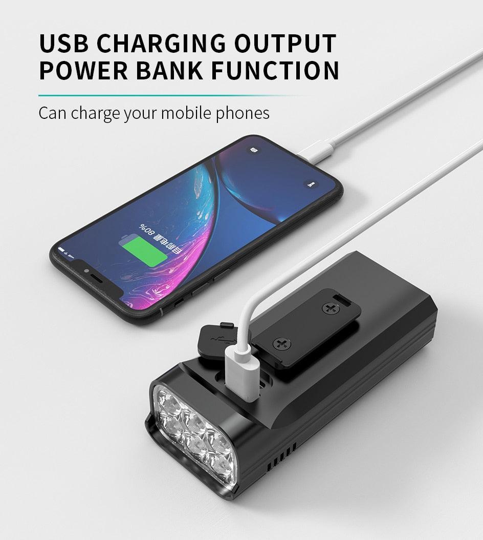 Stevvex waterproof LED bike light and USB flashlight with power bank on Tampa Home & Garden Store