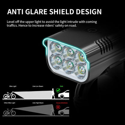 Stevvex ST90SP5300SWT waterproof LED bike light black with six-LED front array, accessory on Tampa Home & Garden Store