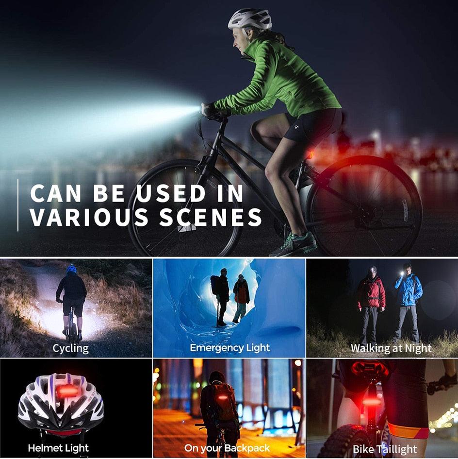 Stevvex Waterproof LED Bike Light and USB Flashlight helmet and backpack lighting on Tampa Home & Garden Store