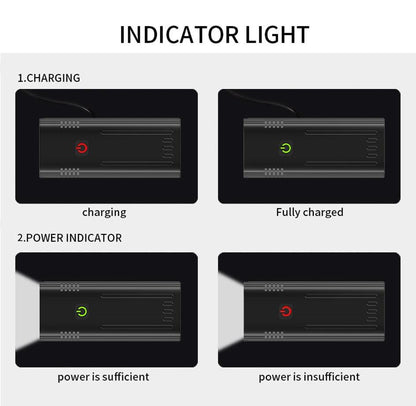Waterproof LED bike light ST90SP5300SWT by Stevvex with indicator showing charging and power on Tampa Home & Garden Store