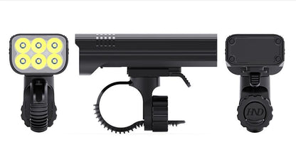 Stevvex waterproof LED bike light and USB flashlight with 6-LED head and clamp mount on Tampa Home & Garden Store