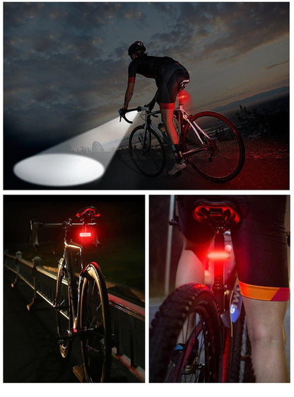 Stevvex waterproof LED bike light USB flashlight for bicycles with white front beam and red rear on Tampa Home & Garden Store