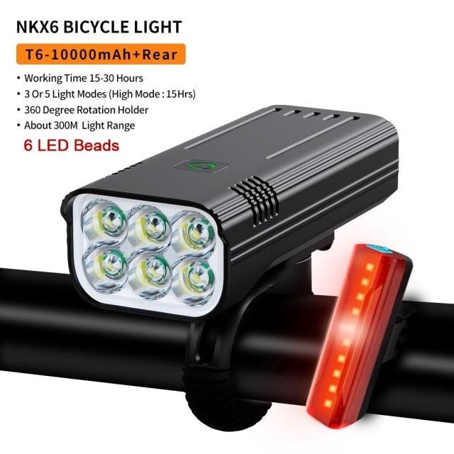 Waterproof LED bike light with 6 LEDs by Stevvex front headlamp and rear USB flashlight on Tampa Home & Garden Store