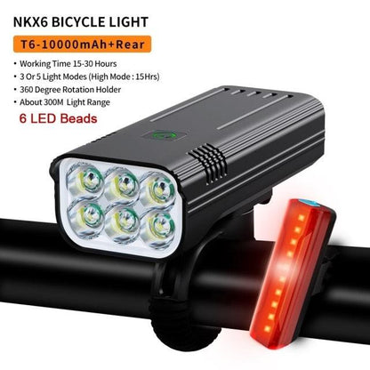 Waterproof LED bike light with 6 LEDs by Stevvex front headlamp and rear USB flashlight on Tampa Home & Garden Store