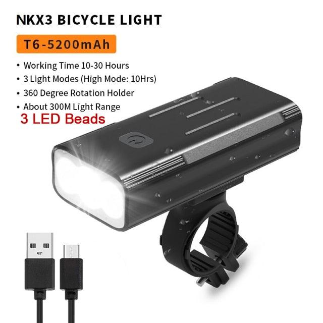 Waterproof LED Bike Light and USB Flashlight by Stevvex, black with 3 LEDs and bike mount on Tampa Home & Garden Store