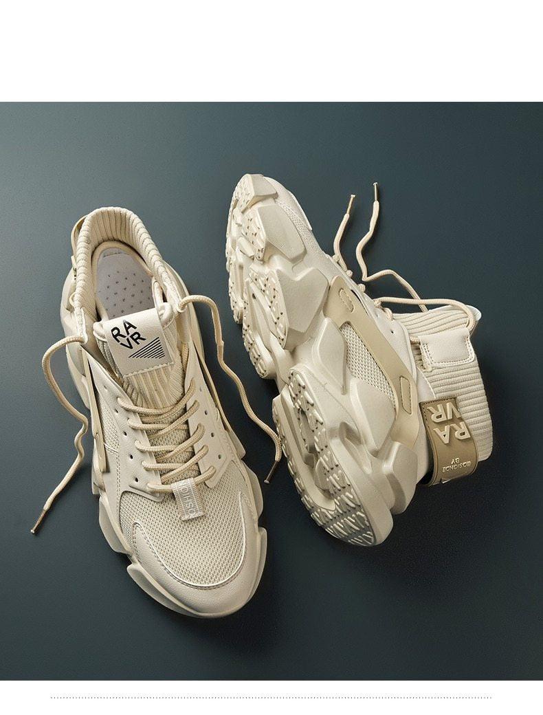 Stevvex beige high top men's sneakers with chunky sole and breathable mesh pair on Tampa Home & Garden Store