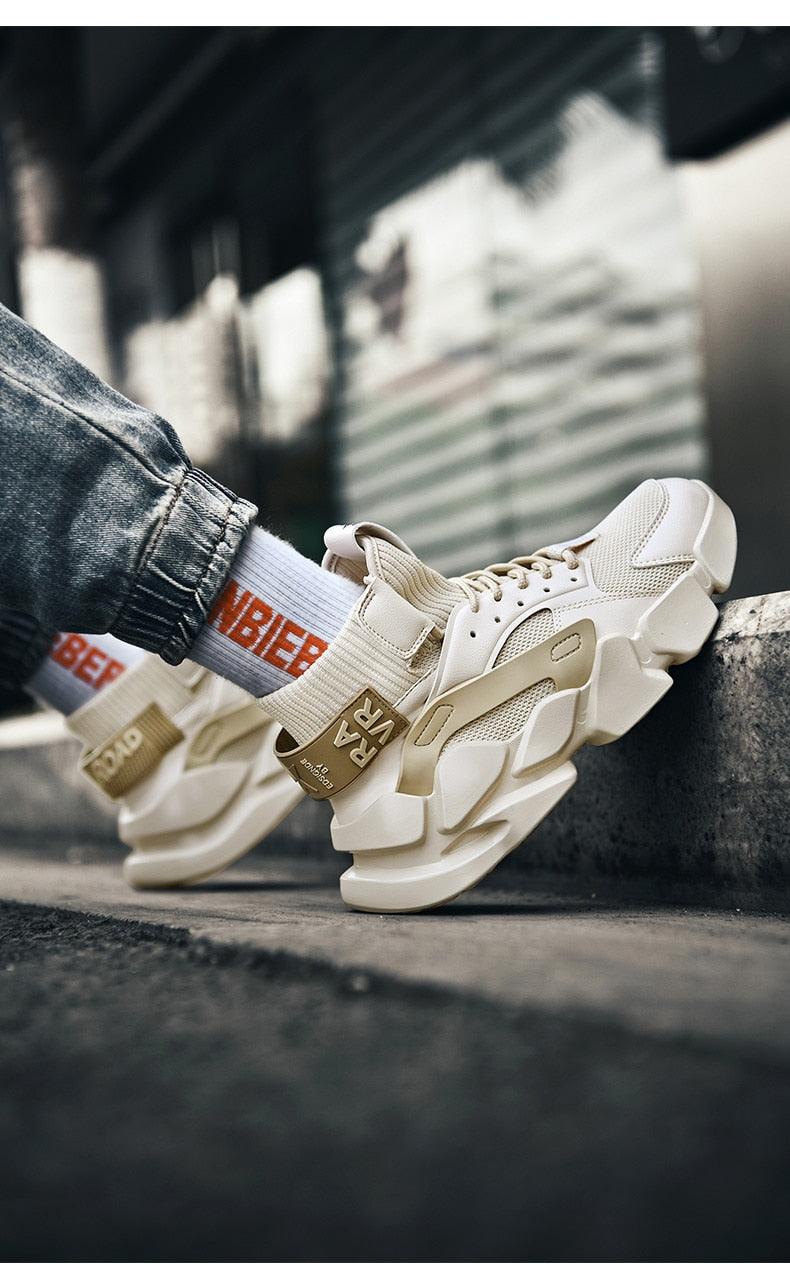 Stevvex beige high-top sneakers with chunky sole; pair shown on Tampa Home & Garden Store