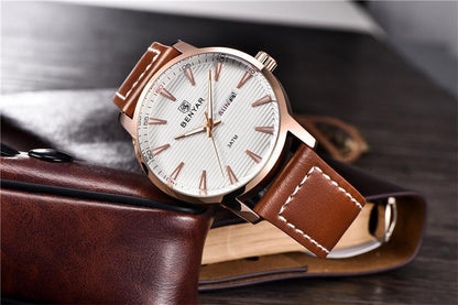 Stevvex ST155NWOLIN32 watch brown leather strap rose gold case white dial analog quartz 3ATM on Tampa Home & Garden Store