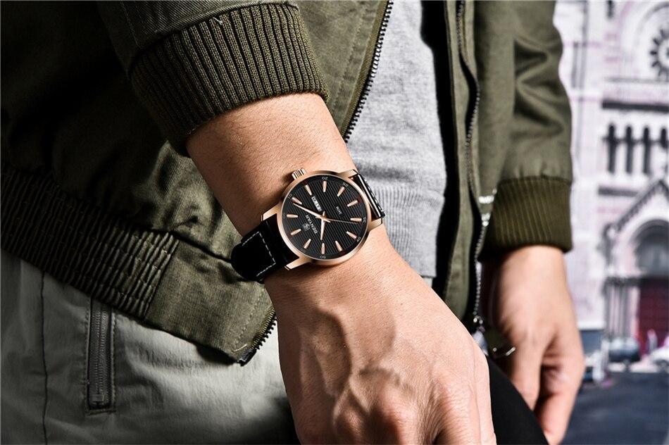 Stevvex black dial analog quartz men's watch with rose-gold-tone case and leather strap on Tampa Home & Garden Store