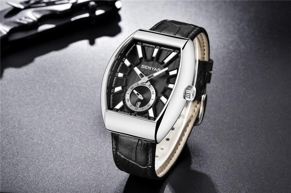 Stevvex ST912MNTLXY2 men's quartz watch with black leather strap and rectangular case on Tampa Home & Garden Store