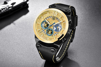 Stevvex ST442GLDPLN2 men's golden skeleton watch with leather strap and luminous hands on Tampa Home & Garden Store