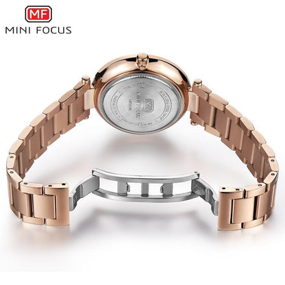 Stevvex luxury crystal women's watch with rose gold stainless steel strap on Tampa Home & Garden Store