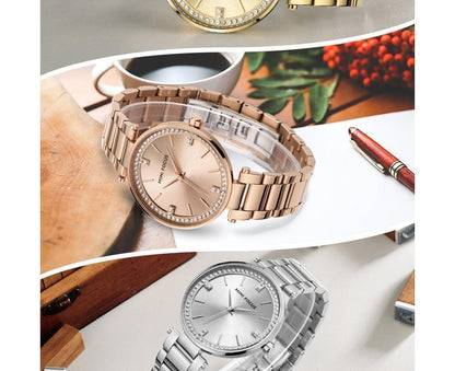 Stevvex crystal watches set of 3 stainless steel bracelets quartz analog waterproof on Tampa Home & Garden Store